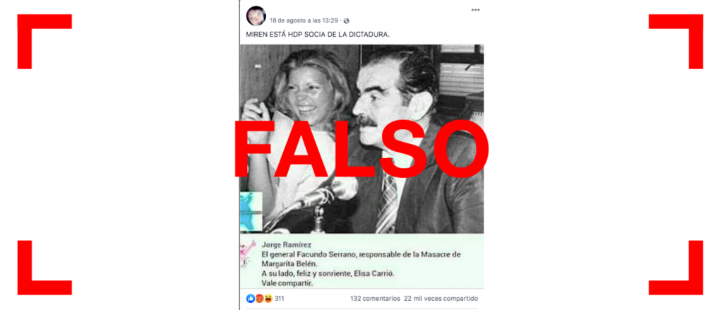 Reverso: Es falsa la foto de Carrió con el ex gobernador de facto de Chaco