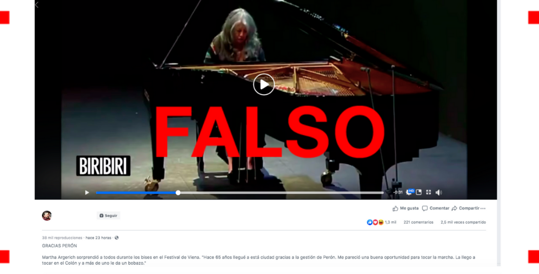 Reverso: No, no es real este video de Martha Argerich tocando la marcha peronista